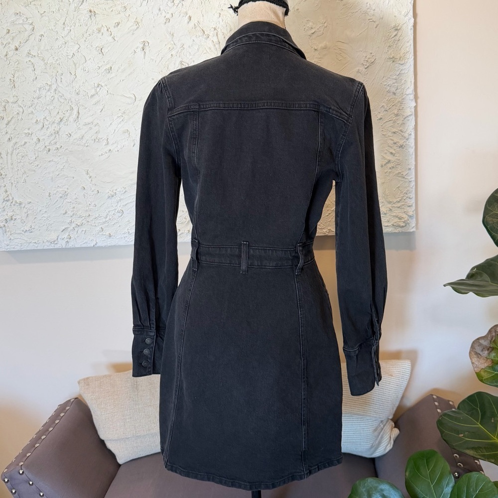 Boyish Denim Dress Womens Black Washed Gray Emmet Moonfleet Button Front Sz S - Picture 3 of 10